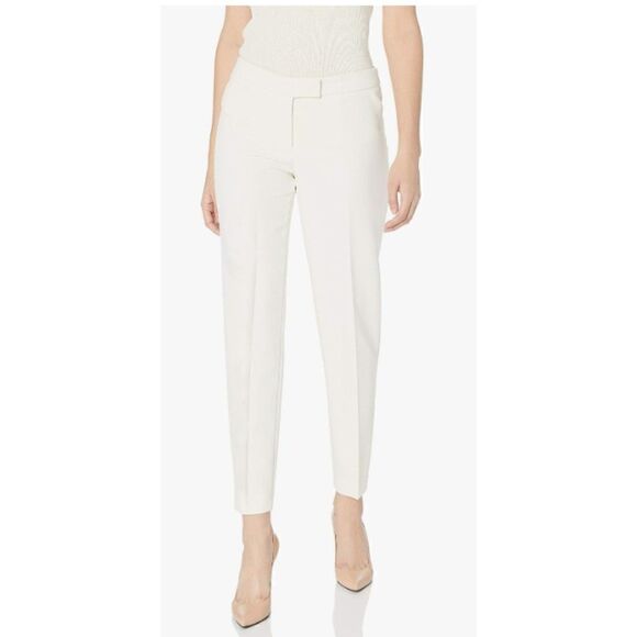Anne Klein AK  Womens 4 Straight Leg Pant White Cropped - Picture 1 of 9